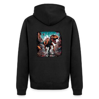 Dinosaurier / Tier / Urzeit / Reptil / Jungs - Unisex Premium Bio Zip Hoodie - Schwarz - Hinten - Nico (187cm)