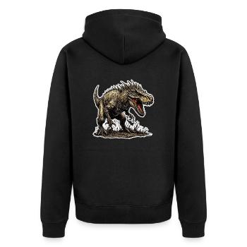 Dinosaurier / Tier / Urzeit / Reptil / Jungs - Unisex Premium Bio Zip Hoodie - Schwarz - Hinten - Nico (187cm)