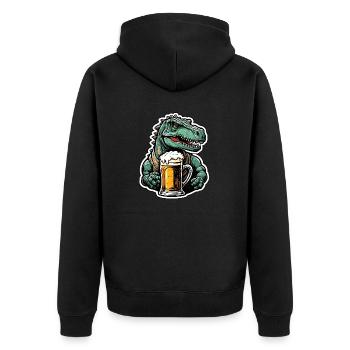Dinosaurier / Tier / Urzeit / Reptil / Jungs - Unisex Premium Bio Zip Hoodie - Schwarz - Hinten - Nico (187cm)