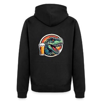 Dinosaurier / Tier / Urzeit / Reptil / Jungs - Unisex Premium Bio Zip Hoodie - Schwarz - Hinten - Nico (187cm)