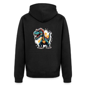 Dinosaurier / Tier / Urzeit / Reptil / Jungs - Unisex Premium Bio Zip Hoodie - Schwarz - Hinten - Nico (187cm)