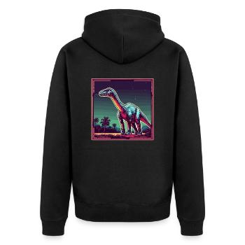 Dinosaurier / Tier / Urzeit / Reptil / Jungs - Unisex Premium Bio Zip Hoodie - Schwarz - Hinten - Nico (187cm)
