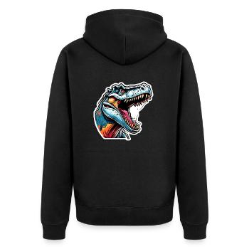 Dinosaurier / Tier / Urzeit / Reptil / Jungs - Unisex Premium Bio Zip Hoodie - Schwarz - Hinten - Nico (187cm)