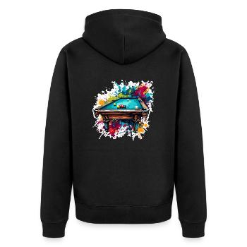 Billardtisch / Billiardkugel / 8 Ball / Pool / Kö - Unisex Premium Bio Zip Hoodie - Schwarz - Hinten - Nico (187cm)