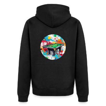 Billardtisch / Billiardkugel / 8 Ball / Pool / Kö - Unisex Premium Bio Zip Hoodie - Schwarz - Hinten - Nico (187cm)