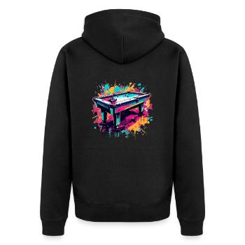 Billardtisch / Billiardkugel / 8 Ball / Pool / Kö - Unisex Premium Bio Zip Hoodie - Schwarz - Hinten - Nico (187cm)