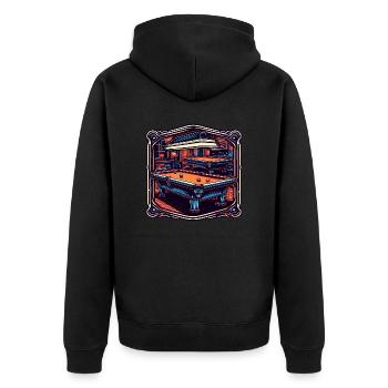 Billardtisch / Billiardkugel / 8 Ball / Pool / Kö - Unisex Premium Bio Zip Hoodie - Schwarz - Hinten - Nico (187cm)