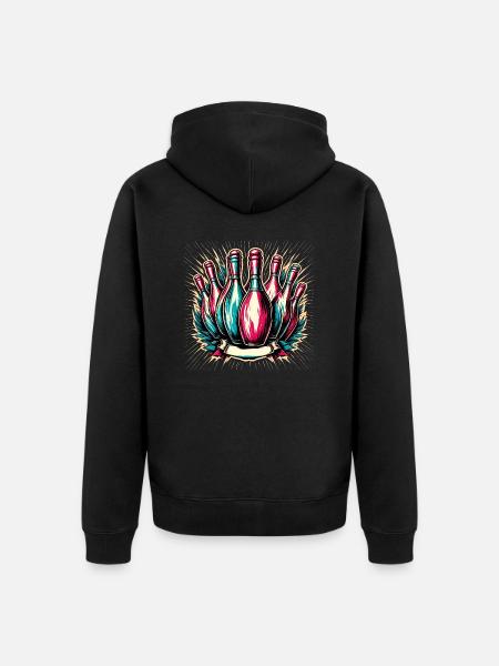 Bowling / Skittles / Bowling Alley / Pin / Strike - Unisex Premium Organic Zip Hoodie - black
