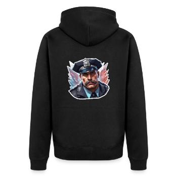Polizei / Einsatz / Beruf / Job / Einsatzkräfte - Unisex Premium Bio Zip Hoodie - Schwarz - Hinten - Nico (187cm)