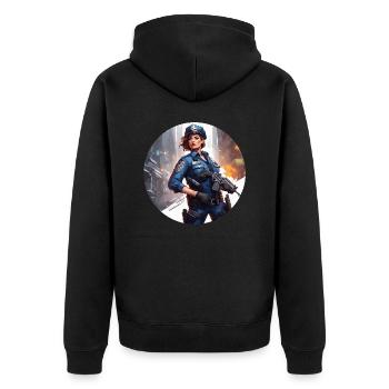 Police / Operations / Profession / Job / Emergency Forces - Unisex Premium Organic Zip Hoodie - black - Back - Nico (187cm)