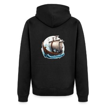 Bateau pirate / Bateau / Mer / Océan / Vagues - Veste à capuche bio Premium Unisexe - noir - Dos - Nico (187cm)
