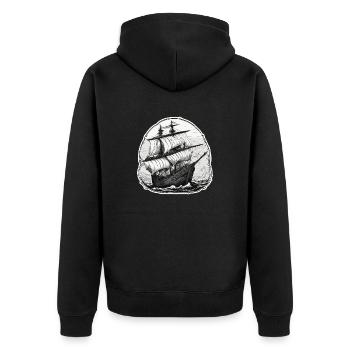 Ship / Boat / Anchor / Sea / Ocean / Captain - Unisex Premium Organic Zip Hoodie - black - Back - Nico (187cm)