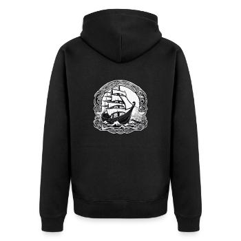 Bateau pirate / Bateau / Mer / Océan / Vagues - Veste à capuche bio Premium Unisexe - noir - Dos - Nico (187cm)