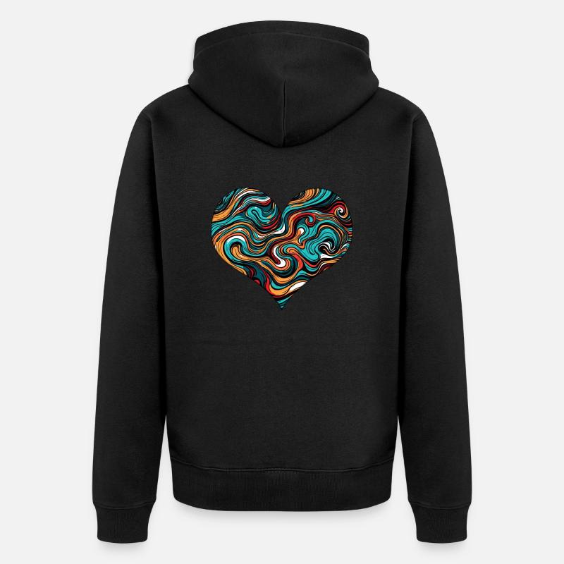 Psychédélique / Coeur / Psychobilly / Goa / Forme - Veste à capuche bio Premium Unisexe - noir