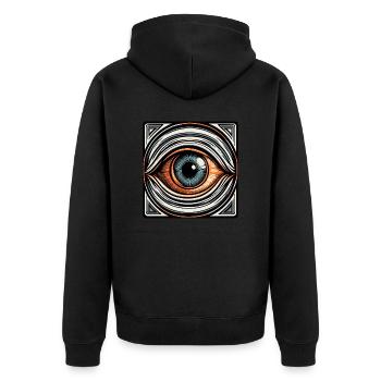 Psychedelic / Auge / Psychobilly / Comic / bunt - Unisex Premium Bio Zip Hoodie - Schwarz - Hinten - Nico (187cm)