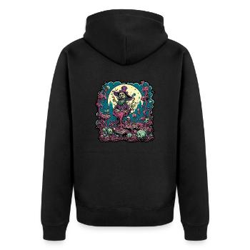 Psychedelic / Hallucination / Magic / Wizard - Unisex Premium Organic Zip Hoodie - black - Back - Nico (187cm)
