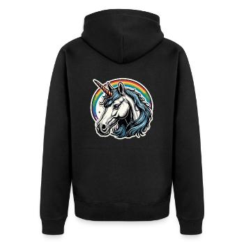 Licorne / Créatures mythiques / Conte de fées / Magie / Paillettes - Veste à capuche bio Premium Unisexe - noir - Dos - Nico (187cm)