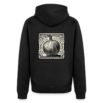 Lebensmittel / Gemüse / Markt / Vitamine / Design - Unisex Premium Bio Zip Hoodie - Schwarz - Hinten - Nico (187cm)