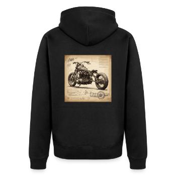 Plan / Sépia / Vintage / Rétro / Moto - Veste à capuche bio Premium Unisexe - noir - Dos - Nico (187cm)