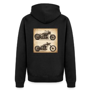 Plan / Sépia / Vintage / Rétro / Moto - Veste à capuche bio Premium Unisexe - noir - Dos - Nico (187cm)