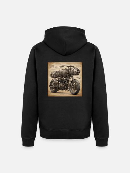 Blueprint / Sepia / Vintage / Retro / Motorcykel - Premium økologisk unisex-hættejakke - sort
