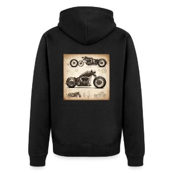 Plan / Sépia / Vintage / Rétro / Moto - Veste à capuche bio Premium Unisexe - noir - Dos - Nico (187cm)