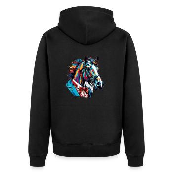 Clown Animal / Cirque / Drôle / Coloré / Spectacle / Cheval - Veste à capuche bio Premium Unisexe - noir - Dos - Nico (187cm)