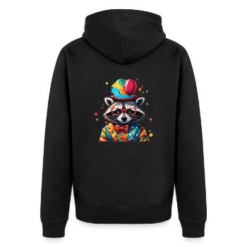Clown Animal / Cirque / Drôle / Coloré / Raton laveur - Veste à capuche bio Premium Unisexe - noir - Dos - Nico (187cm)