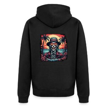 Zombie / Beach / Island / Vacation / Summer / Sun - Unisex Premium Organic Zip Hoodie - black - Back - Nico (187cm)