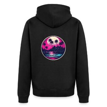 Strand / Insel / Urlaub / Sommer / Sonne / Meer - Unisex Premium Bio Zip Hoodie - Schwarz - Hinten - Nico (187cm)