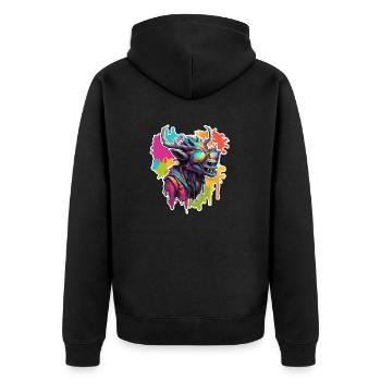 Wendigo / böser Geist / Besitzergreifend / Horror - Unisex Premium Bio Zip Hoodie - Schwarz - Hinten - Nico (187cm)