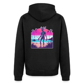 Wendigo / böser Geist / Besitzergreifend / Horror - Unisex Premium Bio Zip Hoodie - Schwarz - Hinten - Nico (187cm)