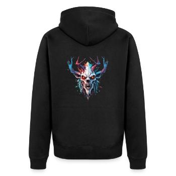 Wendigo / böser Geist / Besitzergreifend / Horror - Unisex Premium Bio Zip Hoodie - Schwarz - Hinten - Nico (187cm)