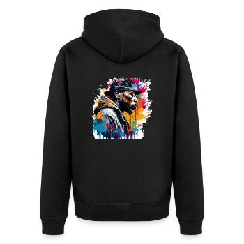 Rapper / Hip Hop / Song / Cool / Rhymes / Beat - Unisex Premium Organic Zip Hoodie - black - Back - Nico (187cm)