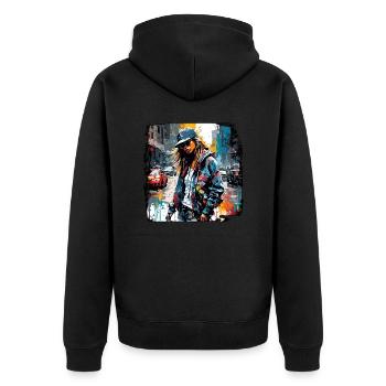 Rapper / Hip Hop / Song / Cool / Rhymes / Beat - Unisex Premium Organic Zip Hoodie - black - Back - Nico (187cm)