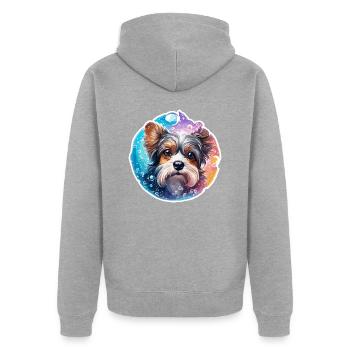 Animal dans bulle de savon / enfantin / mignon / chien - Veste à capuche bio Premium Unisexe - gris chiné - Dos - Nico (187cm)