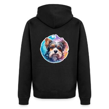 Animal in Soap Bubble / Childlike / Cute / Dog - Unisex Premium Organic Zip Hoodie - black - Back - Nico (187cm)