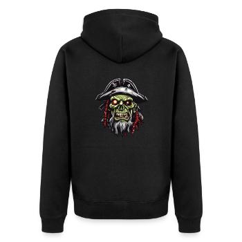 Pirate / Ahoy / Anchor / Captain / Skull / Rum - Unisex Premium Organic Zip Hoodie - black - Back - Nico (187cm)