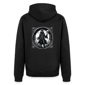 Pirate / Ahoy / Anchor / Captain / Skull / Rum - Unisex Premium Organic Zip Hoodie - black - Back - Nico (187cm)