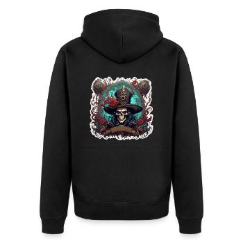 Pirate / Ahoy / Anchor / Captain / Skull / Rum - Unisex Premium Organic Zip Hoodie - black - Back - Nico (187cm)