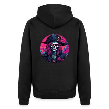 Pirate / Ahoy / Anchor / Captain / Skull / Rum - Unisex Premium Organic Zip Hoodie - black - Back - Nico (187cm)