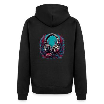 Headphones / Audio / Music / Sound / Cool - Unisex Premium Organic Zip Hoodie - black - Back - Nico (187cm)