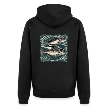 Fisch / Tier / Aquarium / Wasser / Teich / See - Unisex Premium Bio Zip Hoodie - Schwarz - Hinten - Nico (187cm)