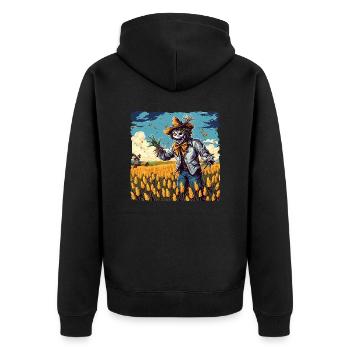 Scarecrow / Harvest Worker / Corn Field / Field - Unisex Premium Organic Zip Hoodie - black - Back - Nico (187cm)