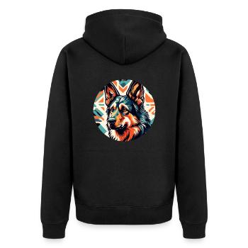 Chien / Animal / Animal de compagnie / Poilu / Berger allemand - Veste à capuche bio Premium Unisexe - noir - Dos - Nico (187cm)