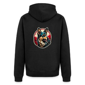Chien / Animal / Animal de compagnie / Poilu / Berger allemand - Veste à capuche bio Premium Unisexe - noir - Dos - Nico (187cm)