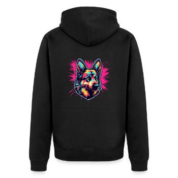 Chien / Animal / Animal de compagnie / Poilu / Berger allemand - Veste à capuche bio Premium Unisexe - noir - Dos - Nico (187cm)
