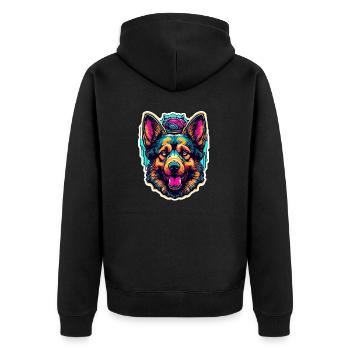Chien / Animal / Animal de compagnie / Poilu / Berger allemand - Veste à capuche bio Premium Unisexe - noir - Dos - Nico (187cm)