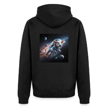 Space Cow - Unisex Premium Bio Zip Hoodie - Schwarz - Hinten - Nico (187cm)