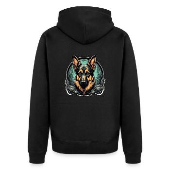 Chien / Animal / Animal de compagnie / Poilu / Berger allemand - Veste à capuche bio Premium Unisexe - noir - Dos - Nico (187cm)